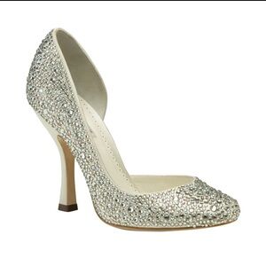 Benjamin Adams London GAGA Ivory Duchess Silk Swarovski Crystals Pump Shoes NEW